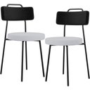 Ver imagem 1 de Kit 02 Cadeiras Decorativa Estofada Sala Jantar Barcelona L02 Couríssimo Preto Linho Cinza - Lyam Ly