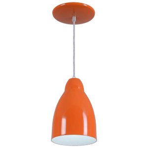 Pendente Bala Luminária Lustre Alumínio Laranja - Rei Da Iluminação