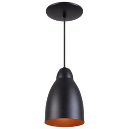 Pendente Bala Luminária Lustre Alumínio Preto Textura com Cobre - Rei Da Iluminação - 1