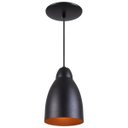 Ver imagem 1 de Pendente Bala Luminária Lustre Alumínio Preto Textura com Cobre - Rei Da Iluminação