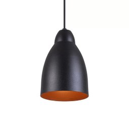 Pendente Bala Luminária Lustre Alumínio Preto Textura com Cobre - Rei Da Iluminação - 3