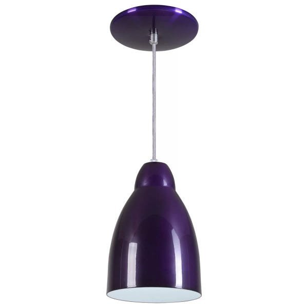 Pendente Bala Luminária Lustre Alumínio Roxo Verniz - Rei Da Iluminação