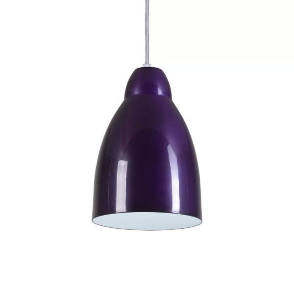 Pendente Bala Luminária Lustre Alumínio Roxo Verniz - Rei Da Iluminação - 3