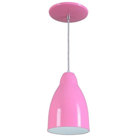 Pendente Bala Luminária Lustre Alumínio Rosa - Rei Da Iluminação