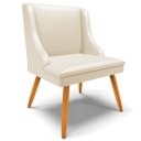 Ver imagem 1 de Cadeira Decorativa Sala de Jantar Pés Palito de Madeira Firenze PU Bege/Natural G19 - Gran Belo
