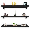 Ver imagem 1 de Kit Jogo 3 Prateleiras De Parede Madeira MDP Preto 90 X 20