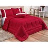 Kit Edredom Dupla Face Casal Queen Oliveira 6 Peças Vermelho - 1