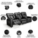Ver imagem 3 de Poltrona Reclinável para Cinema 3 Lugares Praddo Fh9 Pu Preto - Mpozenato