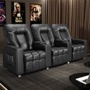 Ver imagem 2 de Poltrona Reclinável para Cinema 3 Lugares Praddo Fh9 Pu Preto - Mpozenato