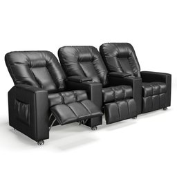 Poltrona Reclinável para Cinema 3 Lugares Praddo Fh9 Pu Preto - Mpozenato - 1