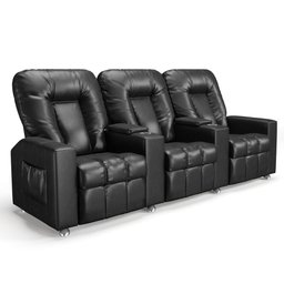 Poltrona Reclinável para Cinema 3 Lugares Praddo Fh9 Pu Preto - Mpozenato - 8