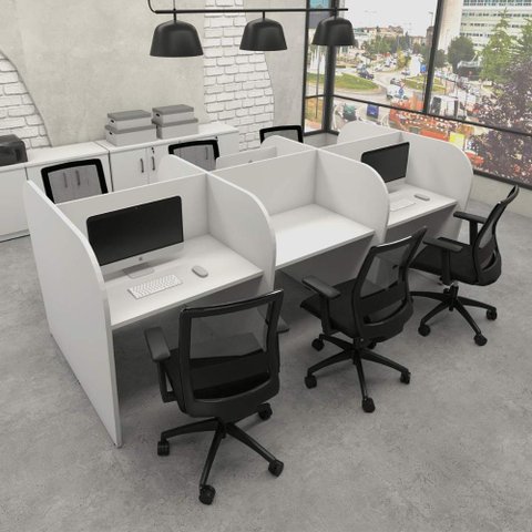 Mesa de Trabalho Atendimento para 6 Pessoas 2,80m Cinza F5 Cor:cinza
