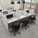 Ver imagem 1 de Mesa de Trabalho Atendimento para 6 Pessoas 2,80m Cinza F5 Cor:cinza