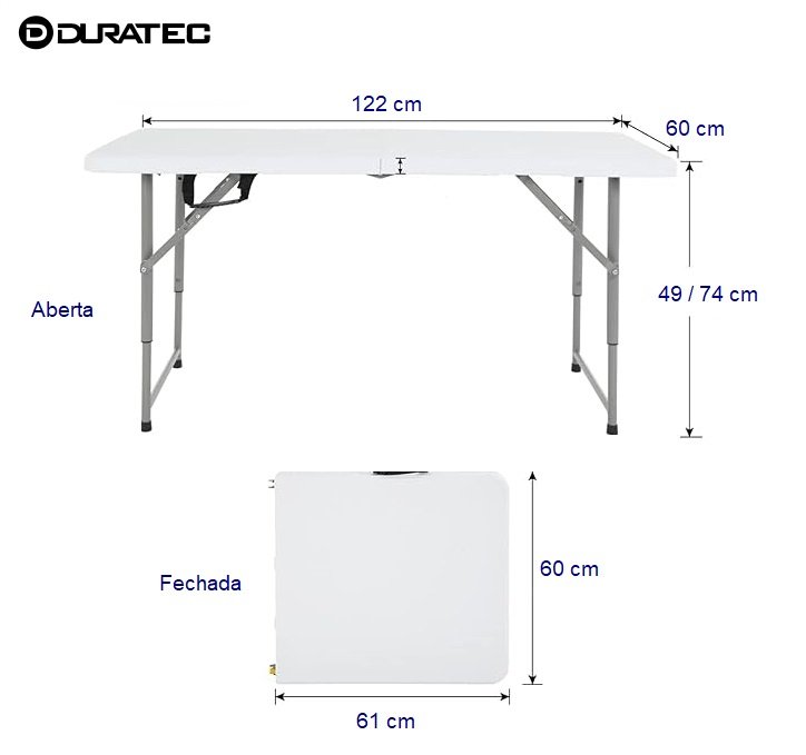 Mesa com Pés Dobráveis 120cm Duratec - 3