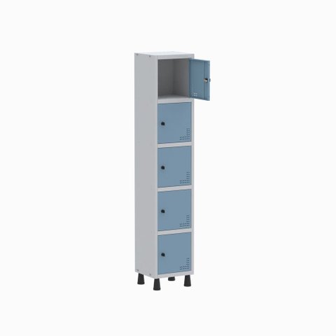 Roupeiro de Aço 1 Vão 5 Portas Pitão Linha Light Cinza e Azul Dali