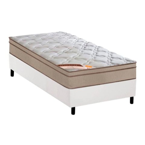 Cama Box Solteiro: Colchão Molas Pocket Ensacadas Castor Revolution Híbrido + Base Crc Courano