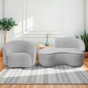 Ver imagem 1 de Kit Divã Recamier Orgânico Marrocos 150cm Lado Esquerdo e 1 Poltronas Amore Linho Cinza Claro