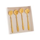 Ver imagem 4 de Conjunto 4 Colheres Chá Flores Aço Inox Dourado