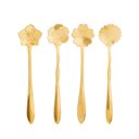 Ver imagem 1 de Conjunto 4 Colheres Chá Flores Aço Inox Dourado