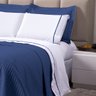 Kit de Jogo de Cama Branco com Detalhes Azul Marinho 100% Algodão Queen Size 4 Peças - 3