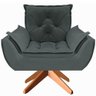 Poltrona Opala Giratória Base Madeira Suede - Navega Móveis Navega Móveis Opala Base Madeira Cinza - 3
