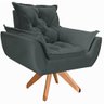 Poltrona Opala Giratória Base Madeira Suede - Navega Móveis Navega Móveis Opala Base Madeira Cinza - 1