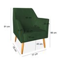 Ver imagem 2 de Poltrona Decorativa Julia Veludo Pés Palito Castanho Verde