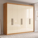 Ver imagem 1 de Guarda Roupa Casal 6 Portas 4 Gavetas 100% MDF London Cinnamon/Off White Amarelo/Cinamon