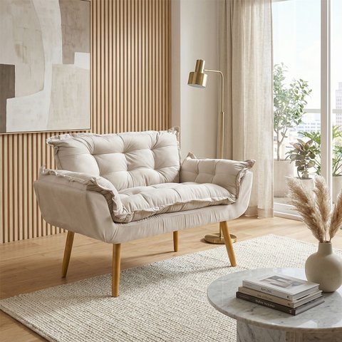 Namoradeira Decorativa Confortável para Sala Recepção Consultório  Manicure Alice Suede