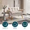 Ver imagem 5 de Namoradeira Decorativa Confortável para Sala Recepção Consultório Manicure Alice Suede