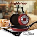 Ver imagem 2 de Jogo Kit De Frigideira Antiaderente Conjunto 18/20/22 Vermelho