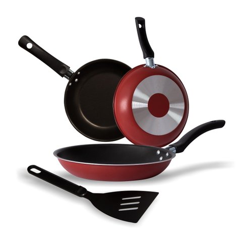 Jogo Kit De Frigideira Antiaderente Conjunto 18/20/22 Vermelho