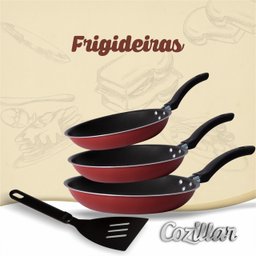 Jogo Kit De Frigideira Antiaderente Conjunto 18/20/22 Vermelho - 6
