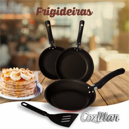 Jogo Kit De Frigideira Antiaderente Conjunto 18/20/22 Vermelho - 5