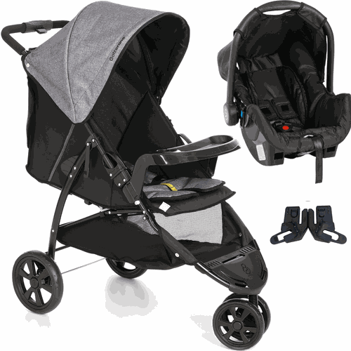 Carrinho de Bebe com Bebe Conforto Galzerano Cross Cinza Preto