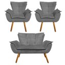 Ver imagem 1 de Kit Sofá Retrô Namoradeira e 02 Poltronas Opala Suede Grafite - D'Rossi