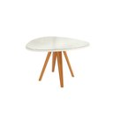 Ver imagem 1 de Mesa de Sala Jantar Duna Madeira Maciça + Tampo Madeirado C/ Vidro 135x105cm Carvalho/off White -