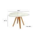 Ver imagem 2 de Mesa de Sala Jantar Duna Madeira Maciça + Tampo Madeirado C/ Vidro 135x105cm Carvalho/off White -