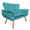 Kit Sofá Retrô Namoradeira e 02 Poltronas Opala Suede Azul Turquesa - D'Rossi - 2