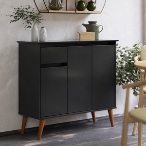 Aparador Buffet para Sala de Jantar 1 Gaveta 3 Portas Veneza - Preto