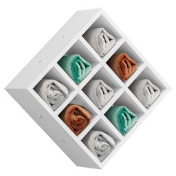 Expositor Nicho Organizador Porta Toalhas Multiuso Clean 40x40cm 9 Lugares Branco - Desk Design - 1