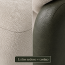 Ver imagem 5 de Poltrona Moderna Orgânica em Linho Sedoso Off-White Corino Verde Musgo Confortável Anatômica Linha P