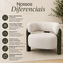 Ver imagem 4 de Poltrona Moderna Orgânica em Linho Sedoso Off-White Corino Verde Musgo Confortável Anatômica Linha P