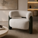 Ver imagem 1 de Poltrona Moderna Orgânica em Linho Sedoso Off-White Corino Verde Musgo Confortável Anatômica Linha P