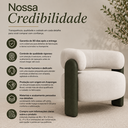 Ver imagem 6 de Poltrona Moderna Orgânica em Linho Sedoso Off-White Corino Verde Musgo Confortável Anatômica Linha P