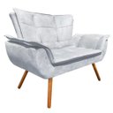 Ver imagem 2 de Kit Sofá Retrô Namoradeira e 02 Poltronas Opala Suede Cinza - D'Rossi