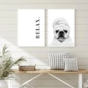 Ver imagem 2 de Kit 2 Quadros Banheiro Relax Bulldog 24x18cm - com Vidro:moldura Branca