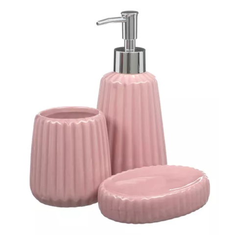 Conjunto Lavabo Banheiro Sabonete Líquido Porta Escova / 186