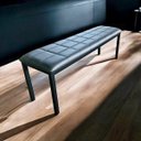 Ver imagem 4 de Puff Banqueta Estofada 138cm Metal Estilo Industrial Assento Corino Preto