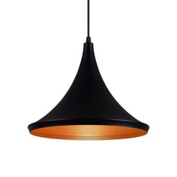Pendente Luminária Tom Dixon Chapéu Miami Preto Textura com Cobre - Rei Da Iluminação - 3